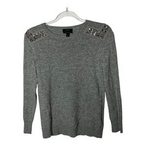 J Crew Sweater Womens‎ XS Wool Nylon Cashmere Embellished Gray Stretch Casual